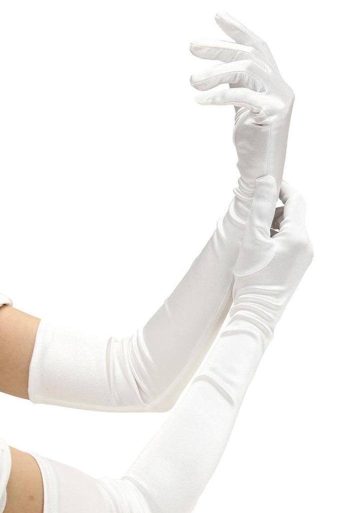 Satin Opera Glove - White