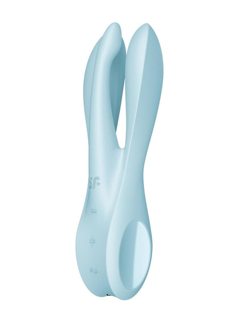 Satisfyer Threesome 1 Rechargeable Silicone Vibrator - Blue/Light Blue