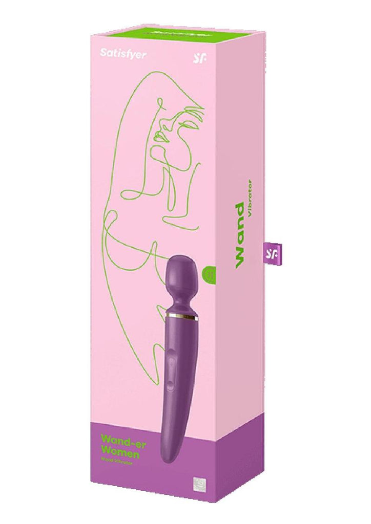 Satisfyer Wand-Er Woman USB Rechargeable Silicone Massager - Gold/Purple - 13in