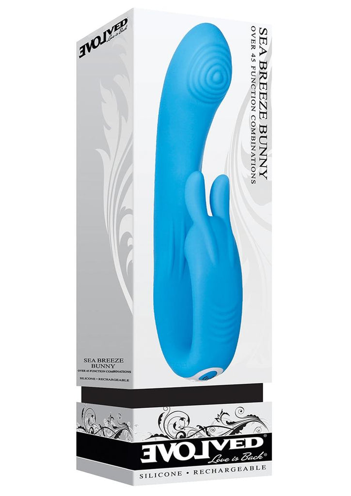 Sea Breeze Bunny Rechargeable Silicone G-Spot Rabbit Vibrator - Blue