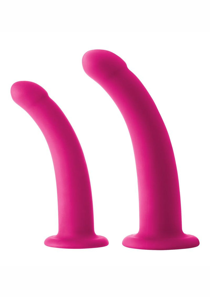 Shi/Shi Sugar/Sugar Silicone Strap-On Compatible Dong - Pink - 2 Per Set