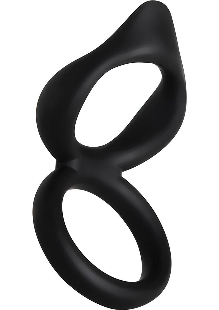 Silicone Dual Ring Clit Tickler Cock Ring - Black