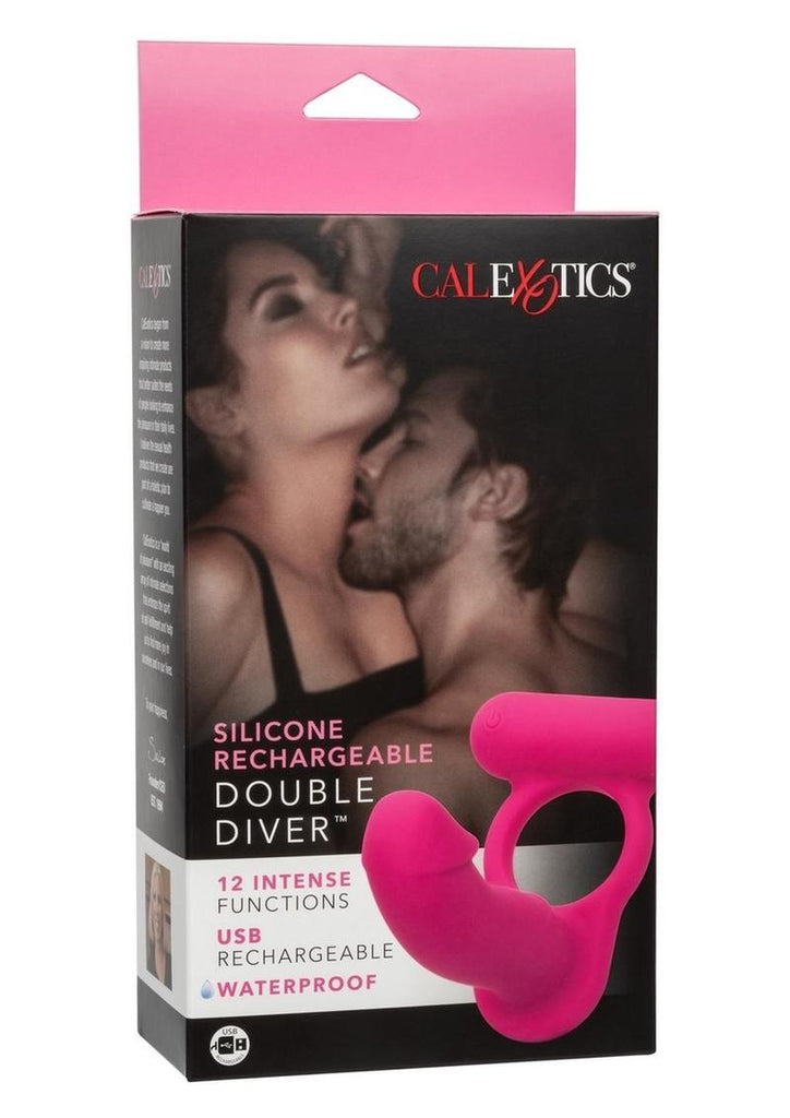 Silicone Rechargeable Double Diver Couples Ring - Pink