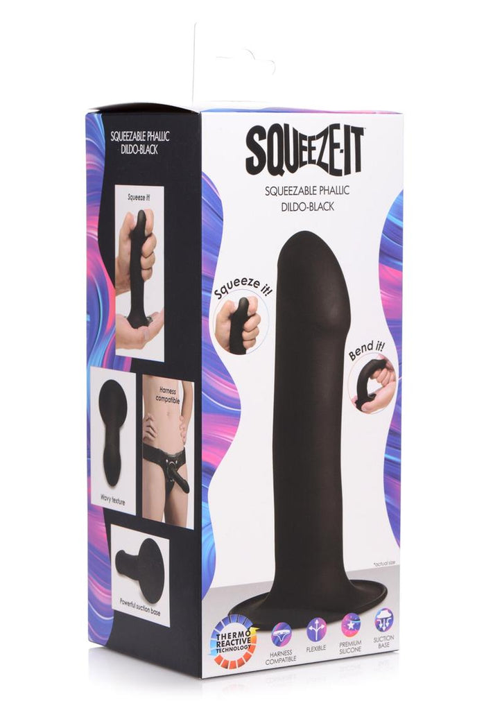 Squeeze-It Squeezable Phallic 6.75in Dildo - Black