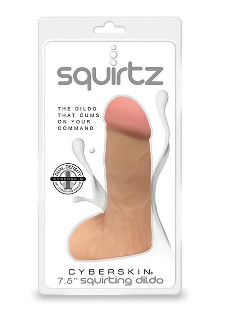 Squirtz Cyberskin Squirting Dildo with Balls - Vanilla - 7.5in