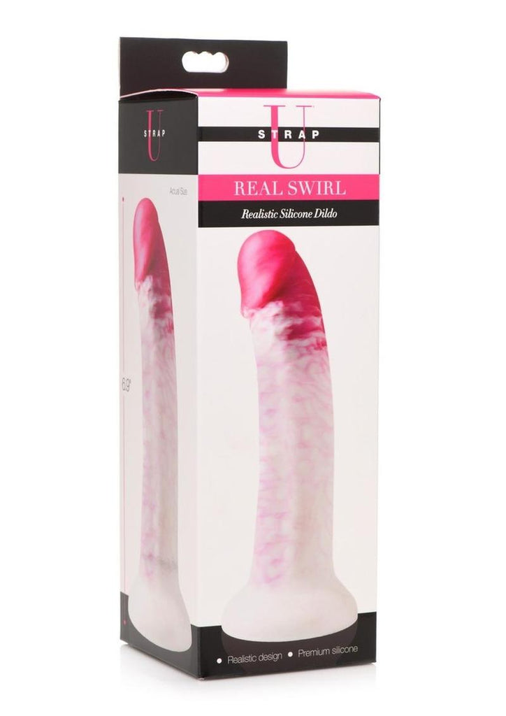 Strap U Real Swirl Realistic Silicone Dildo - Pink