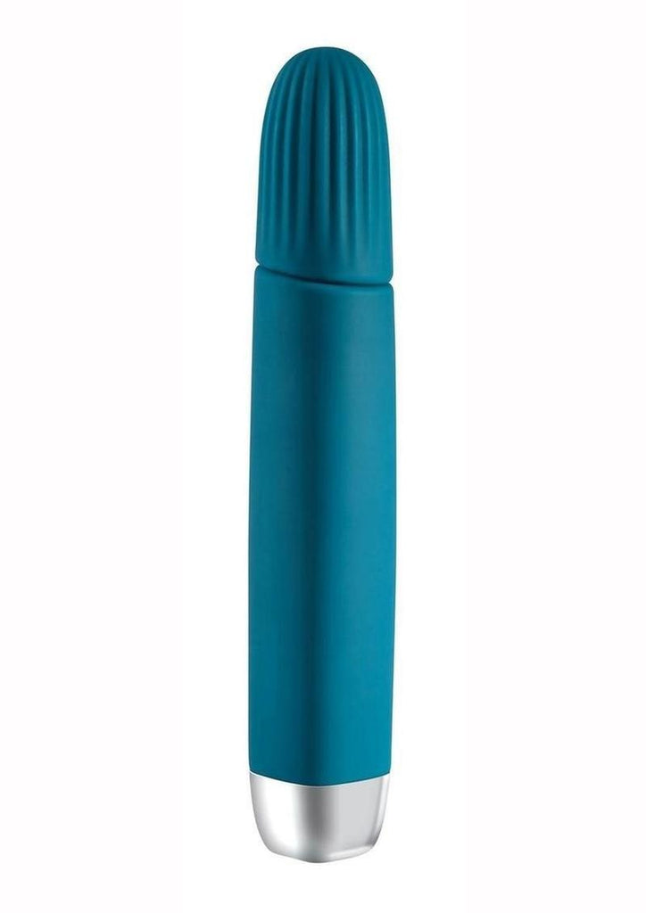 Super Slim Rechargeable Silicone Vibrating Wand - Teal