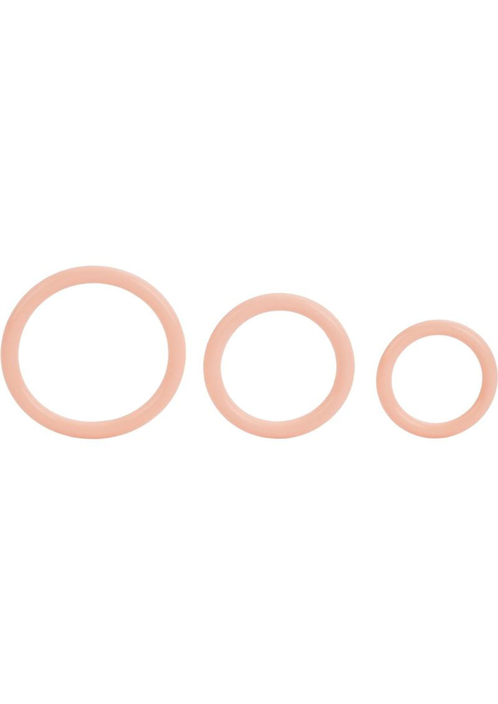 Tri Rings Cock Ring - Flesh/Vanilla - 3 Piece Set/Set